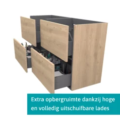 Modulo Slim Badkamermeubel Met Wastafel | 120 Cm Lichtbruin Eiken Vlak Front Mineraalmarmer 4 Lades -Badkamer Verkoopwinkel modulo slim badkamermeubel met wastafel 120 cm lichtbruin eiken vlak front mineraalmarmer 4 lades bmw38 00023 1