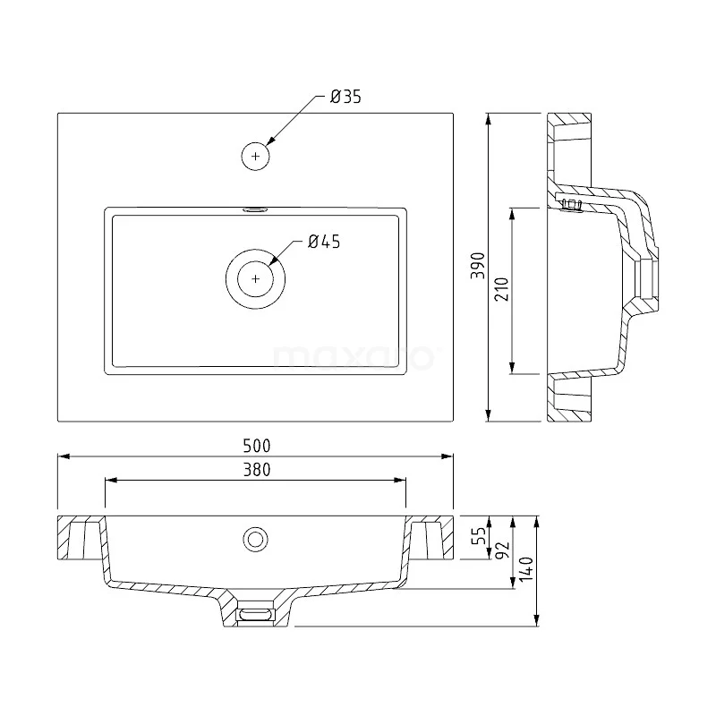 Modulo Slim Badkamermeubel Met Wastafel | 50 Cm Grijs Eiken Kader Front Mineraalmarmer 2 Lades Onder Elkaar 6 Modulo Slim Badkamermeubel Met Wastafel | 50 Cm Grijs Eiken Kader Front Mineraalmarmer 2 Lades Onder Elkaar - Afbeelding 6