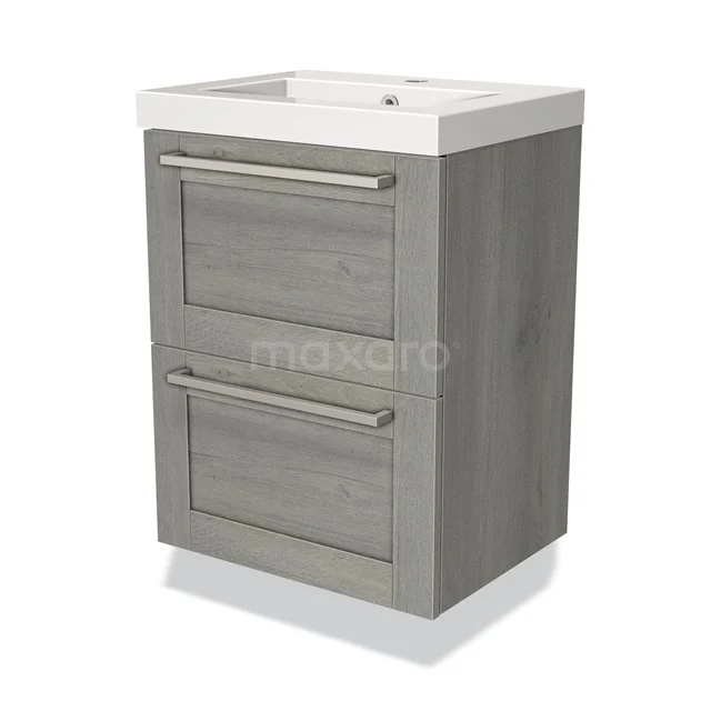 Modulo Slim Badkamermeubel Met Wastafel | 50 Cm Grijs Eiken Kader Front Mineraalmarmer 2 Lades Onder Elkaar 1 Modulo Slim Badkamermeubel Met Wastafel | 50 Cm Grijs Eiken Kader Front Mineraalmarmer 2 Lades Onder Elkaar
