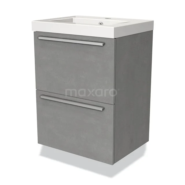 Modulo Slim Badkamermeubel Met Wastafel | 50 Cm Lichtgrijs Beton Vlak Front Mineraalmarmer 2 Lades Onder Elkaar 1 Modulo Slim Badkamermeubel Met Wastafel | 50 Cm Lichtgrijs Beton Vlak Front Mineraalmarmer 2 Lades Onder Elkaar