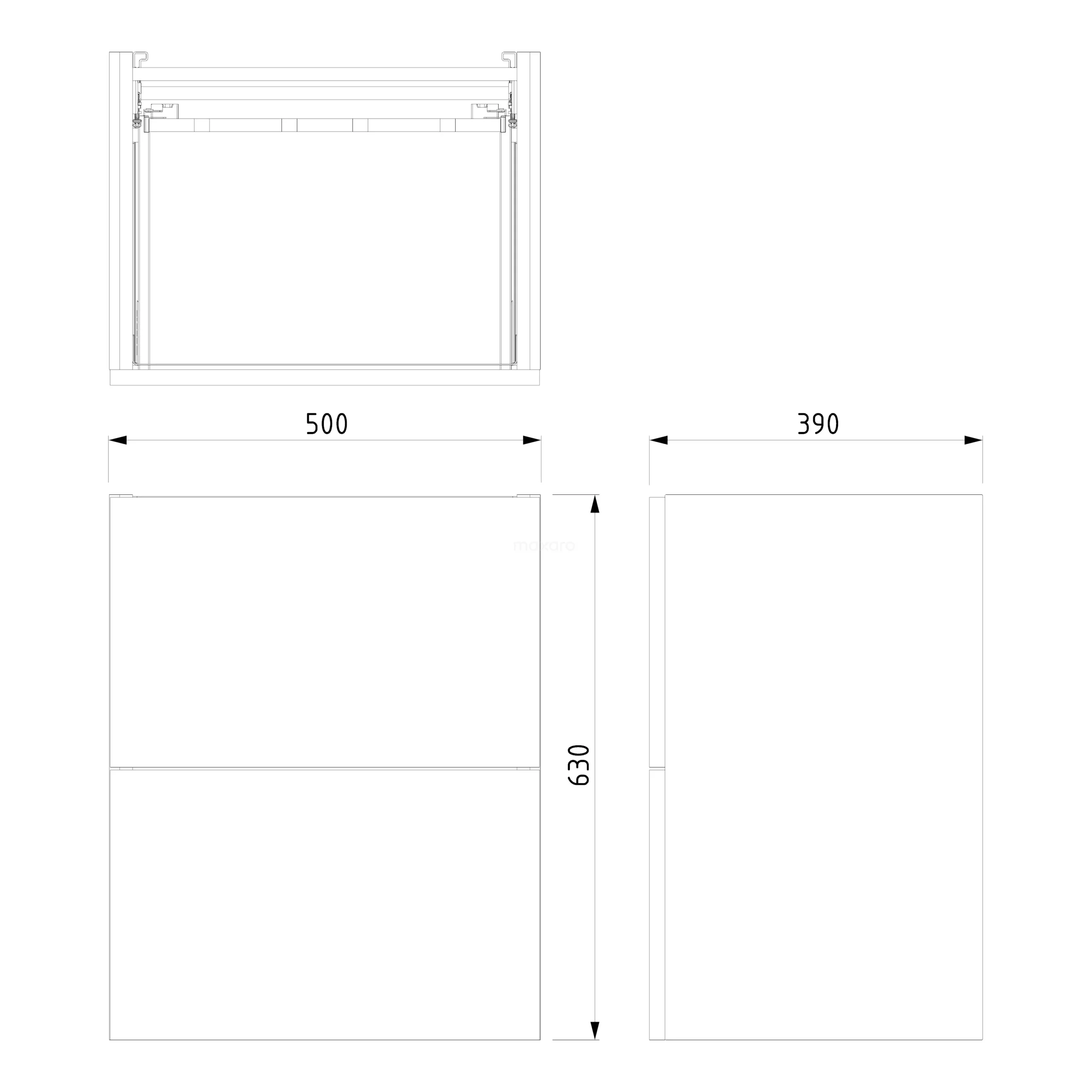 Modulo Slim Badkamermeubel Met Wastafel | 50 Cm Mat Zwart Vlak Front Mineraalmarmer 2 Lades Onder Elkaar 7 Modulo Slim Badkamermeubel Met Wastafel | 50 Cm Mat Zwart Vlak Front Mineraalmarmer 2 Lades Onder Elkaar - Afbeelding 7