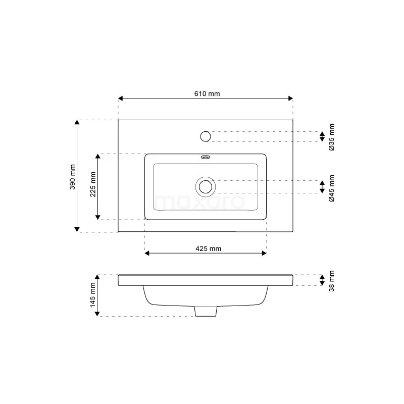 Modulo Slim Badkamermeubel Met Wastafel | 60 Cm Grijs Eiken Kader Front Keramiek 2 Lades Onder Elkaar 6 Modulo Slim Badkamermeubel Met Wastafel | 60 Cm Grijs Eiken Kader Front Keramiek 2 Lades Onder Elkaar - Afbeelding 6