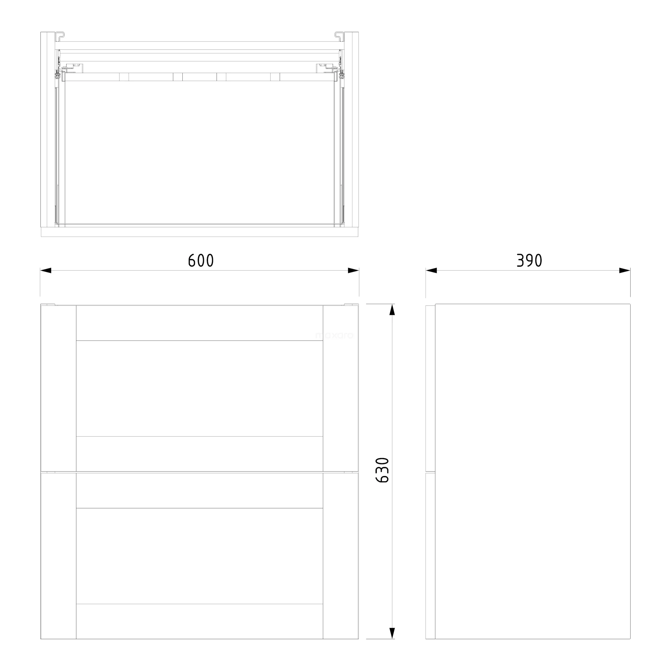 Modulo Slim Badkamermeubel Met Wastafel | 60 Cm Grijs Eiken Kader Front Keramiek 2 Lades Onder Elkaar 7 Modulo Slim Badkamermeubel Met Wastafel | 60 Cm Grijs Eiken Kader Front Keramiek 2 Lades Onder Elkaar - Afbeelding 7
