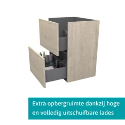 Modulo Slim Badkamermeubel Met Wastafel | 60 Cm Lichtgrijs Eiken Vlak Front Mineraalmarmer 2 Lades Onder Elkaar -Badkamer Verkoopwinkel modulo slim badkamermeubel met wastafel 60 cm lichtgrijs eiken vlak front mineraalmarmer 2 lades onder elkaar bmw37 00119 1