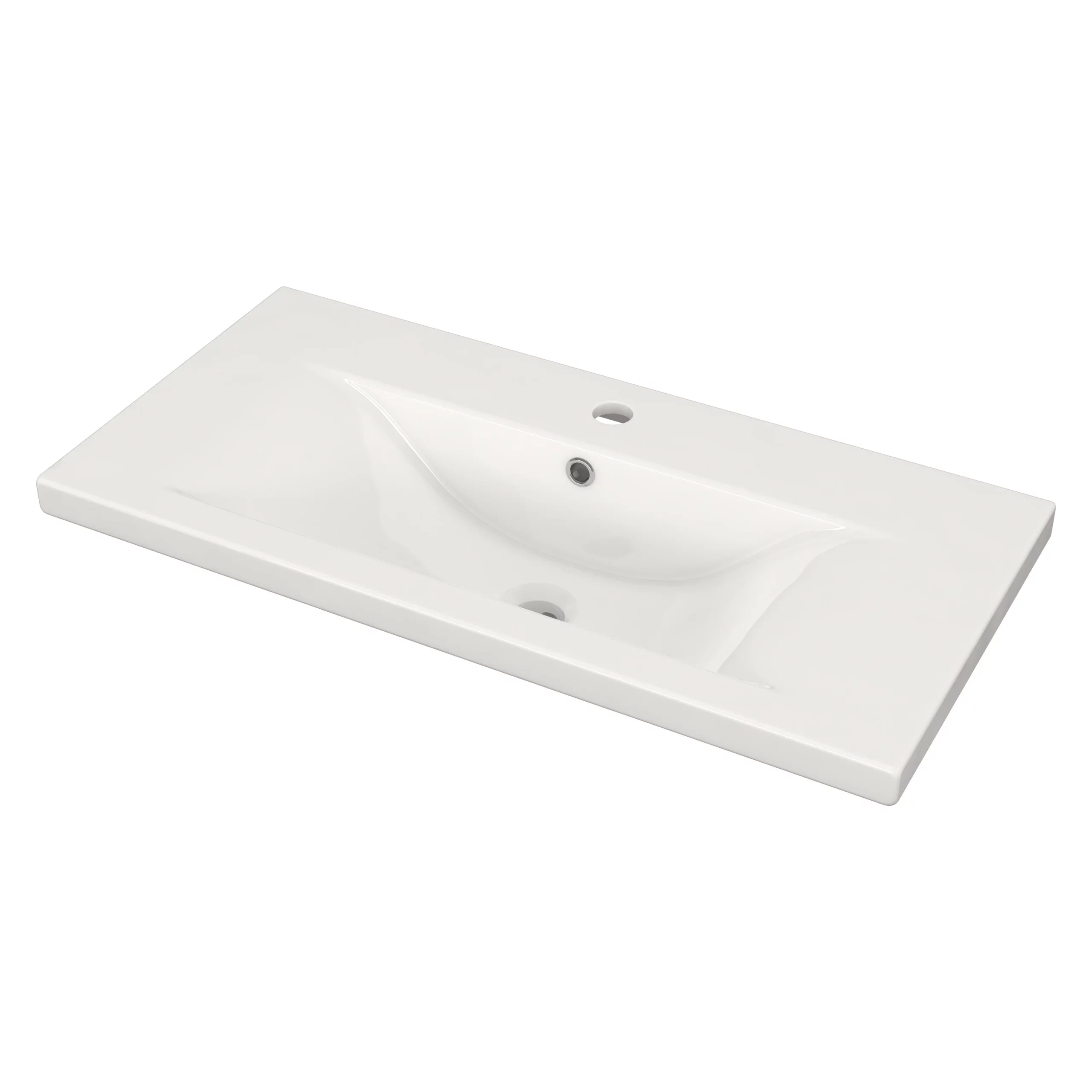 Modulo Slim Badkamermeubel Met Wastafel | 80 Cm Eiken Greeploos Front Keramiek 2 Lades Onder Elkaar 2 Modulo Slim Badkamermeubel Met Wastafel | 80 Cm Eiken Greeploos Front Keramiek 2 Lades Onder Elkaar - Afbeelding 2