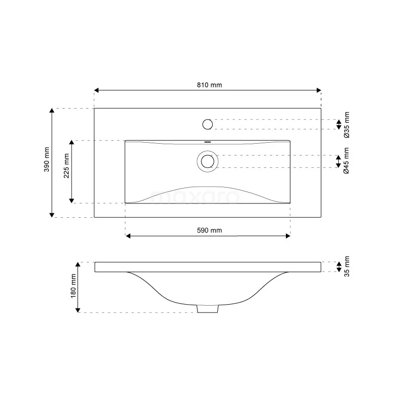 Modulo Slim Badkamermeubel Met Wastafel | 80 Cm Eiken Greeploos Front Keramiek 2 Lades Onder Elkaar 6 Modulo Slim Badkamermeubel Met Wastafel | 80 Cm Eiken Greeploos Front Keramiek 2 Lades Onder Elkaar - Afbeelding 6