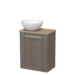 Toiletmeubel Met Waskom Keramiek Modulo Donkerbruin Eiken Kader 41 Cm Lichtbruin Eiken Blad