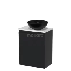 Toiletmeubel Met Waskom Keramiek Modulo Mat Zwart Greeploos 41 Cm Hoogglans Wit Blad -Badkamer Verkoopwinkel toiletmeubel met waskom keramiek modulo mat zwart greeploos 41 cm hoogglans wit blad tmk10 02959 1