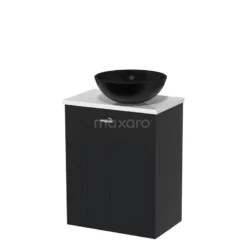 Toiletmeubel Met Waskom Keramiek Modulo Mat Zwart Lamel 41 Cm Hoogglans Wit Blad -Badkamer Verkoopwinkel toiletmeubel met waskom keramiek modulo mat zwart lamel 41 cm hoogglans wit blad tmk10 02958 1