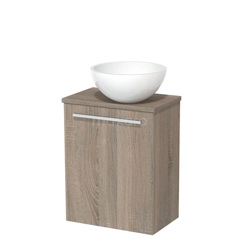 Toiletmeubel Met Waskom Mineraalmarmer Glanzend Modulo Eiken 41 Cm 2 Toiletmeubel Met Waskom Mineraalmarmer Glanzend Modulo Eiken 41 Cm - Afbeelding 2