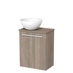 Toiletmeubel Met Waskom Mineraalmarmer Glanzend Modulo Eiken 41 Cm