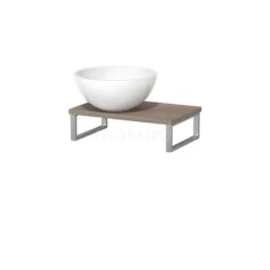Toiletmeubel Met Waskom Mineraalmarmer Glanzend Modulo Eiken 41 Cm Wandbeugels RVS