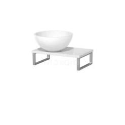 Toiletmeubel Met Waskom Mineraalmarmer Glanzend Modulo Hoogglans Wit 41 Cm Wandbeugels RVS