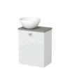 Toiletmeubel Met Waskom Mineraalmarmer Modulo Hoogglans Wit Lamel 41 Cm Grijs Eiken Blad