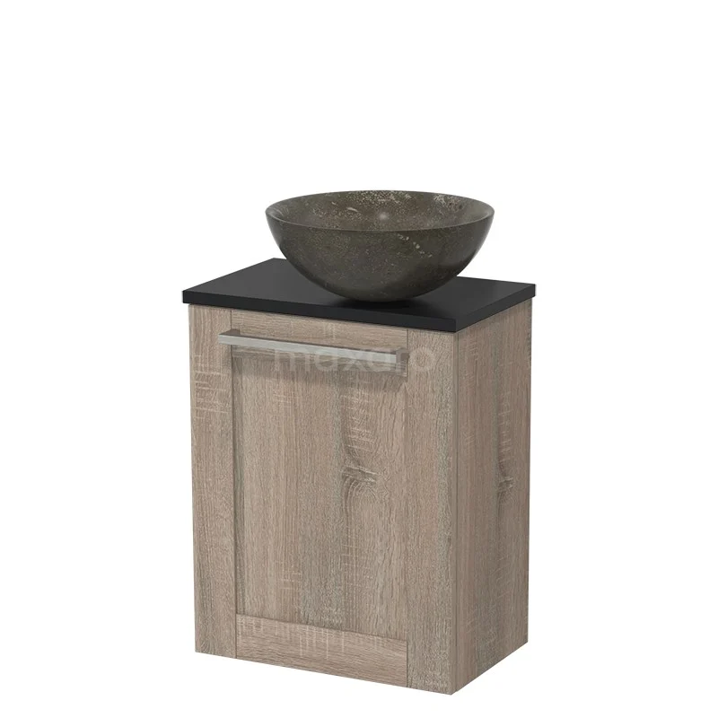 Toiletmeubel Met Waskom Natuursteen Modulo Eiken Kader 41 Cm Mat Zwart Blad 2 Toiletmeubel Met Waskom Natuursteen Modulo Eiken Kader 41 Cm Mat Zwart Blad - Afbeelding 2