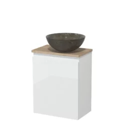Toiletmeubel Met Waskom Natuursteen Modulo Hoogglans Wit Greeploos 41 Cm Lichtbruin Eiken Blad -Badkamer Verkoopwinkel toiletmeubel met waskom natuursteen modulo hoogglans wit greeploos 41 cm lichtbruin eiken blad tmk10 02786 1