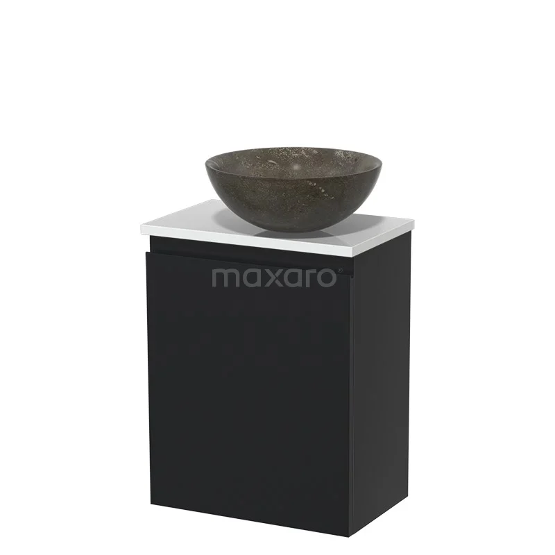 Toiletmeubel Met Waskom Natuursteen Modulo Mat Zwart Greeploos 41 Cm Hoogglans Wit Blad 2 Toiletmeubel Met Waskom Natuursteen Modulo Mat Zwart Greeploos 41 Cm Hoogglans Wit Blad - Afbeelding 2