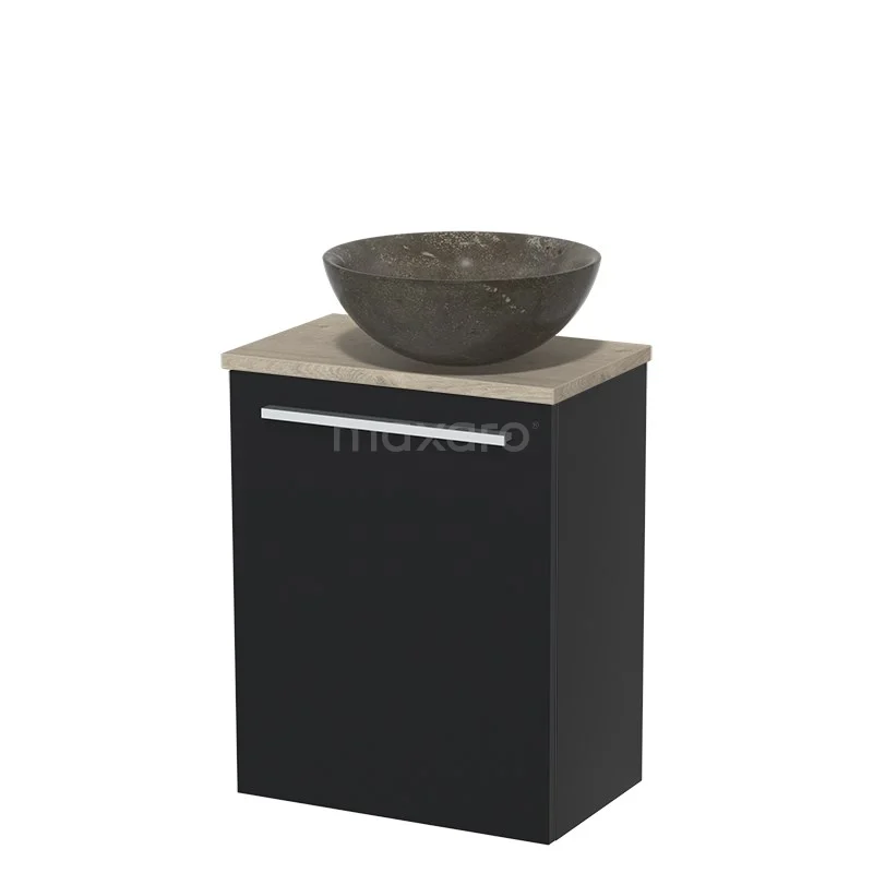 Toiletmeubel Met Waskom Natuursteen Modulo Mat Zwart Vlak 41 Cm Lichtgrijs Eiken Blad 2 Toiletmeubel Met Waskom Natuursteen Modulo Mat Zwart Vlak 41 Cm Lichtgrijs Eiken Blad - Afbeelding 2