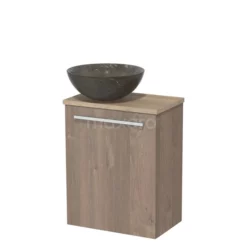 Toiletmeubel Met Waskom Natuursteen Modulo Middenbruin Eiken Vlak 41 Cm Lichtbruin Eiken Blad