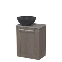 Toiletmeubel Met Waskom Quartz Modulo Donkerbruin Eiken Kader 41 Cm Grijs Eiken Blad
