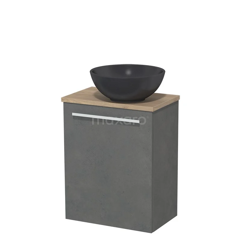 Toiletmeubel Met Waskom Quartz Modulo Donkergrijs Beton Vlak 41 Cm Lichtbruin Eiken Blad 2 Toiletmeubel Met Waskom Quartz Modulo Donkergrijs Beton Vlak 41 Cm Lichtbruin Eiken Blad - Afbeelding 2