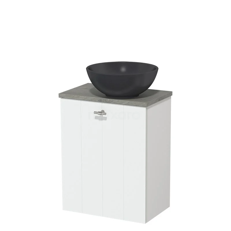 Toiletmeubel Met Waskom Quartz Modulo Mat Wit Lamel 41 Cm Grijs Eiken Blad 2 Toiletmeubel Met Waskom Quartz Modulo Mat Wit Lamel 41 Cm Grijs Eiken Blad - Afbeelding 2