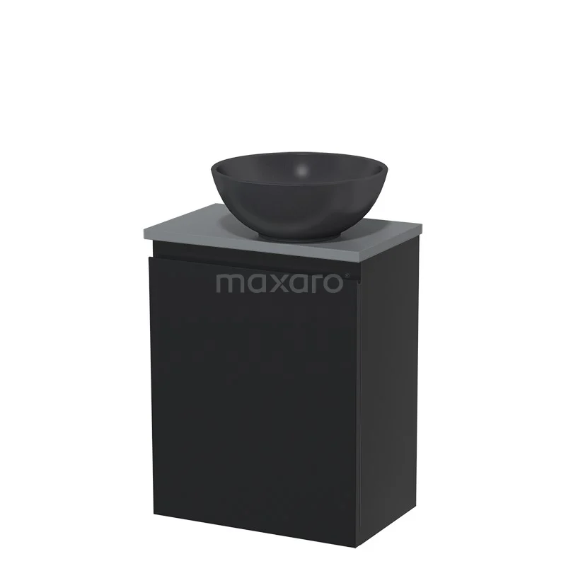 Toiletmeubel Met Waskom Quartz Modulo Mat Zwart Greeploos 41 Cm Middengrijs Blad 2 Toiletmeubel Met Waskom Quartz Modulo Mat Zwart Greeploos 41 Cm Middengrijs Blad - Afbeelding 2