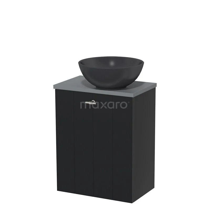 Toiletmeubel Met Waskom Quartz Modulo Mat Zwart Lamel 41 Cm Middengrijs Blad 2 Toiletmeubel Met Waskom Quartz Modulo Mat Zwart Lamel 41 Cm Middengrijs Blad - Afbeelding 2