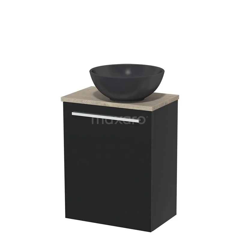 Toiletmeubel Met Waskom Quartz Modulo Mat Zwart Vlak 41 Cm Lichtgrijs Eiken Blad 2 Toiletmeubel Met Waskom Quartz Modulo Mat Zwart Vlak 41 Cm Lichtgrijs Eiken Blad - Afbeelding 2