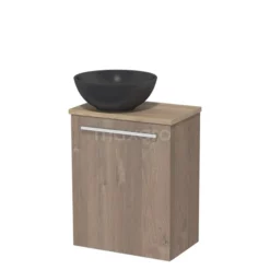 Toiletmeubel Met Waskom Quartz Modulo Middenbruin Eiken Vlak 41 Cm Lichtbruin Eiken Blad