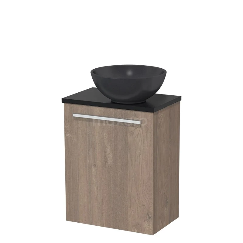 Toiletmeubel Met Waskom Quartz Modulo Middenbruin Eiken Vlak 41 Cm Mat Zwart Blad 2 Toiletmeubel Met Waskom Quartz Modulo Middenbruin Eiken Vlak 41 Cm Mat Zwart Blad - Afbeelding 2