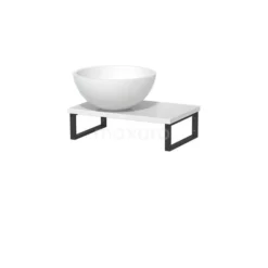 Toiletmeubel Met Waskom Solid Surface Mat Modulo Hoogglans Wit 41 Cm Wandbeugels Zwart