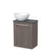 Toiletmeubel Met Waskom Solid Surface Modulo Donkerbruin Eiken Kader 41 Cm Donkergrijs Blad