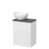 Toiletmeubel Met Waskom Solid Surface Modulo Hoogglans Wit Greeploos 41 Cm Donkergrijs Blad