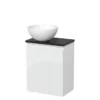 Toiletmeubel Met Waskom Solid Surface Modulo Hoogglans Wit Greeploos 41 Cm Mat Zwart Blad