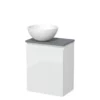 Toiletmeubel Met Waskom Solid Surface Modulo Hoogglans Wit Greeploos 41 Cm Middengrijs Blad