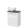 Toiletmeubel Met Waskom Solid Surface Modulo Hoogglans Wit Vlak 41 Cm Donkergrijs Blad