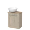 Toiletmeubel Met Waskom Solid Surface Modulo Lichtgrijs Eiken Kader 41 Cm Lichtbruin Eiken Blad