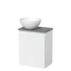 Toiletmeubel Met Waskom Solid Surface Modulo Mat Wit Greeploos 41 Cm Middengrijs Blad
