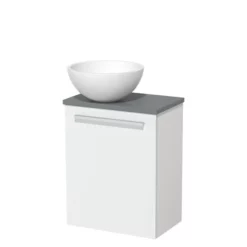 Toiletmeubel Met Waskom Solid Surface Modulo Mat Wit Vlak 41 Cm Middengrijs Blad