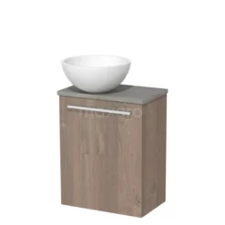 Toiletmeubel Met Waskom Solid Surface Modulo Middenbruin Eiken Vlak 41 Cm Grijs Eiken Blad
