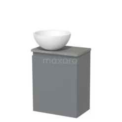 Toiletmeubel Met Waskom Solid Surface Modulo Middengrijs Greeploos 41 Cm Grijs Eiken Blad