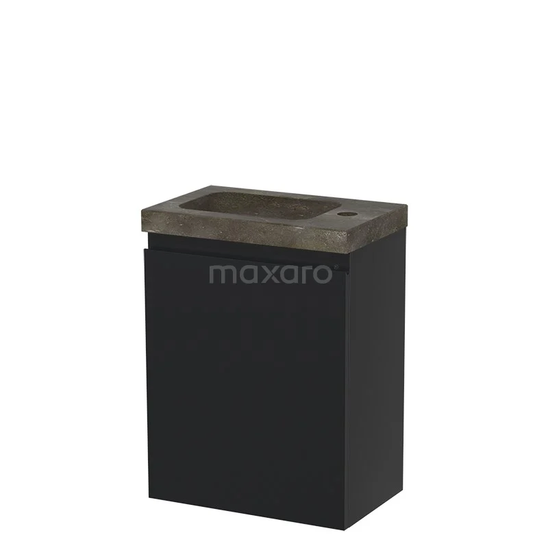 Toiletmeubel Met Wastafel Natuursteen Modulo Mat Zwart 40 Cm 2 Toiletmeubel Met Wastafel Natuursteen Modulo Mat Zwart 40 Cm - Afbeelding 2